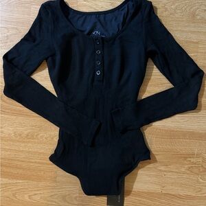 Klassy Network Henley Black Bodysuit